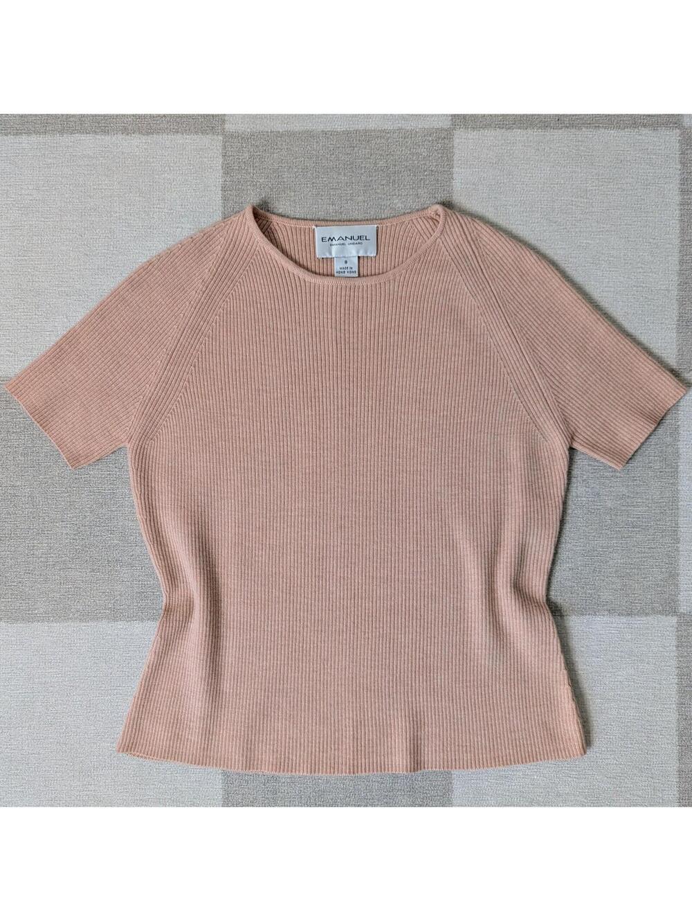 Vintage Emanuel Ungaro 100% wool ribbed short sleeve sweater top